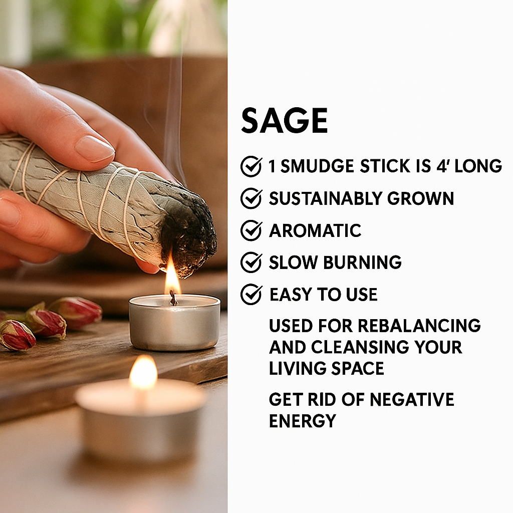 Complete Smoke Cleansing Starter Kit: White Sage, Palo Santo, Shell & Stand