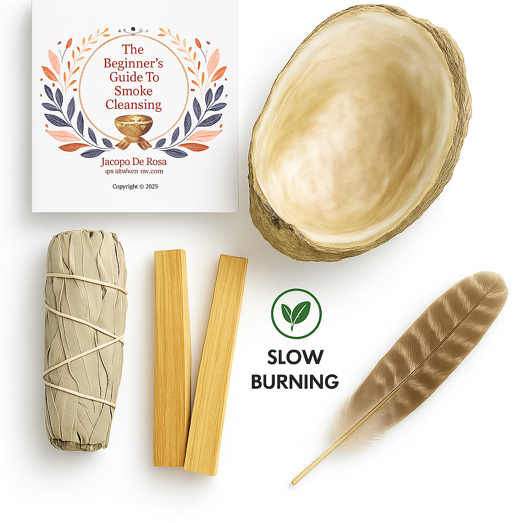 Complete Smoke Cleansing Starter Kit: White Sage, Palo Santo, Shell & Stand